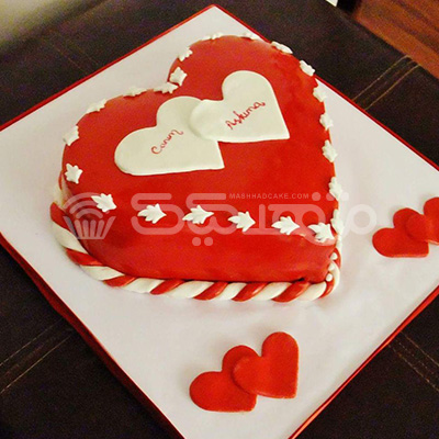 کیک وانیلی با روکش فندانت وفیلینگ خامه و شکلات  || مشهد کیک سفارش آنلاین کیک و شیرینی در مشهد