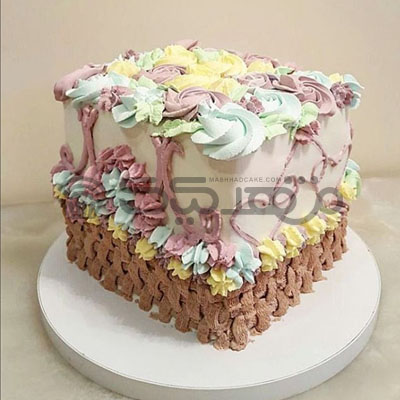 کیک خامه ای با رزهای رنگی || مشهد کیک سفارش آنلاین کیک و شیرینی در مشهد