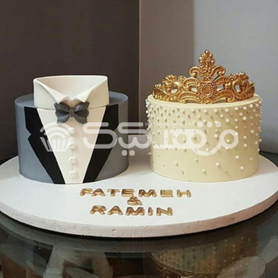 کیک تاج و پیراهن مردانه خامه ای || مشهد کیک سفارش آنلاین کیک و شیرینی در مشهد