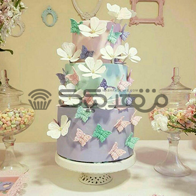 تم گل و پروانه  || مشهد کیک سفارش آنلاین کیک و شیرینی در مشهد