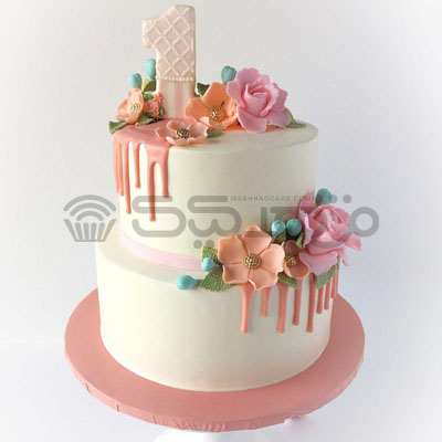 کیک خامه ای با گل های شکری || مشهد کیک سفارش آنلاین کیک و شیرینی در مشهد